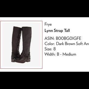 Frye Riding Boots- Lynn Strap Tall Dark Brown